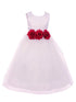 Kids Dream Little Girls White Red Floral Satin Flower Girl Dress 2-6 - SophiasStyle.com